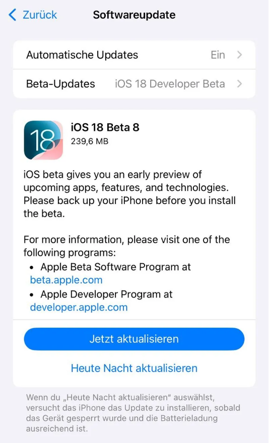 万年苹果手机维修分享苹果 iOS / iPadOS 18 开发者预览版 Beta 8 发布 